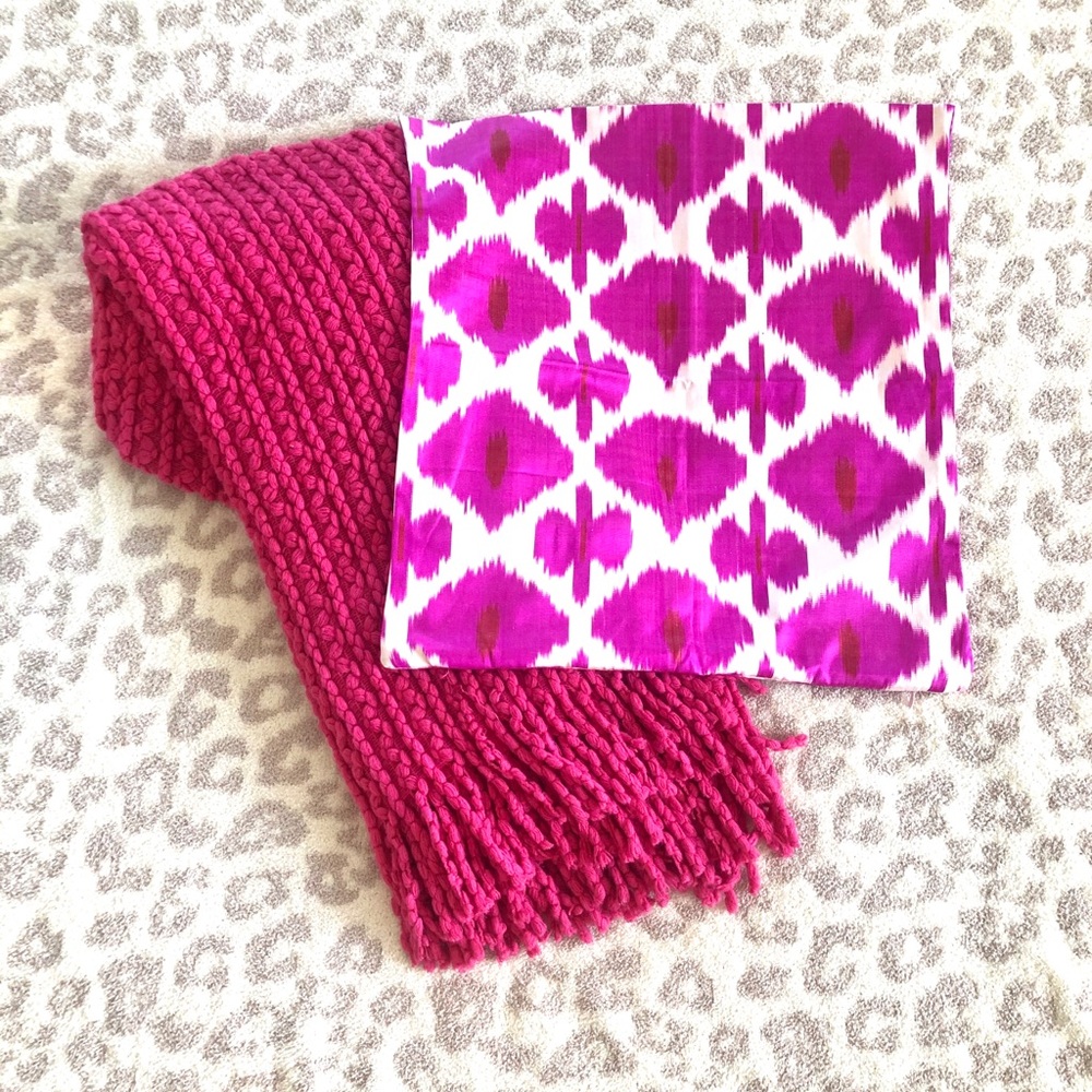 Target Pink Throw Blanket & Pink Ikat Throw Pillow